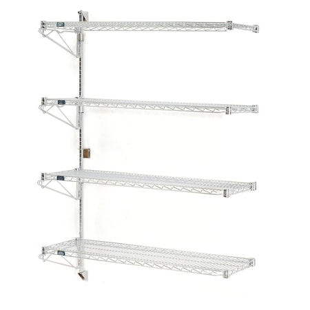 Nexel Wall Mount Wire 4-Shelf Add-On Unit, 72W x 18D x 63H 798227